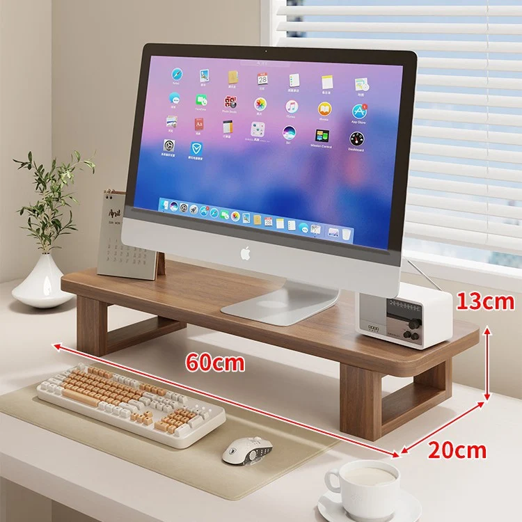 Breite Holz-Monitorständer-Regal mit Unterregal-Speicher und Kabelmanagement