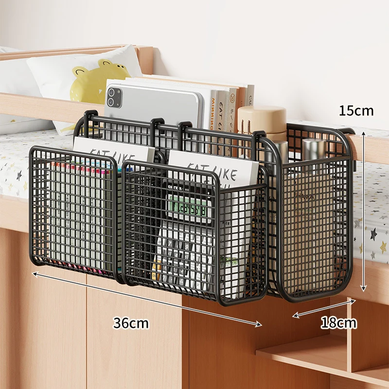 Über-Bett Drei-Compartment Metall-Mesh Hängende Nachttisch Organizer Caddy