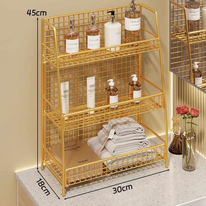Multi-Ebenen Drahtgitter Arbeitsplattenorganizer mit schrägem Rahmen und belüfteten Mesh-Regalen