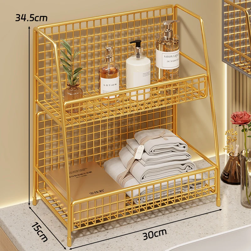 Multi-Ebenen Drahtgitter Arbeitsplattenorganizer mit schrägem Rahmen und belüfteten Mesh-Regalen