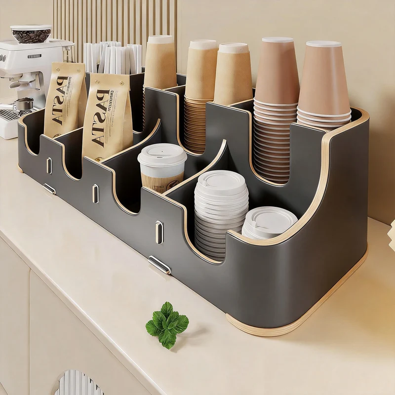 Mehrstufiger Küchenarbeitsplatz Kaffee-Station Organizer mit modularen Trennwänden