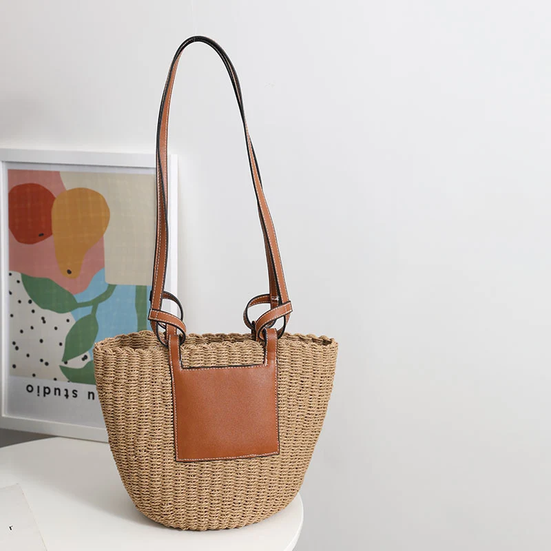 Korbtasche mit elegantem Lederdetail Skanto