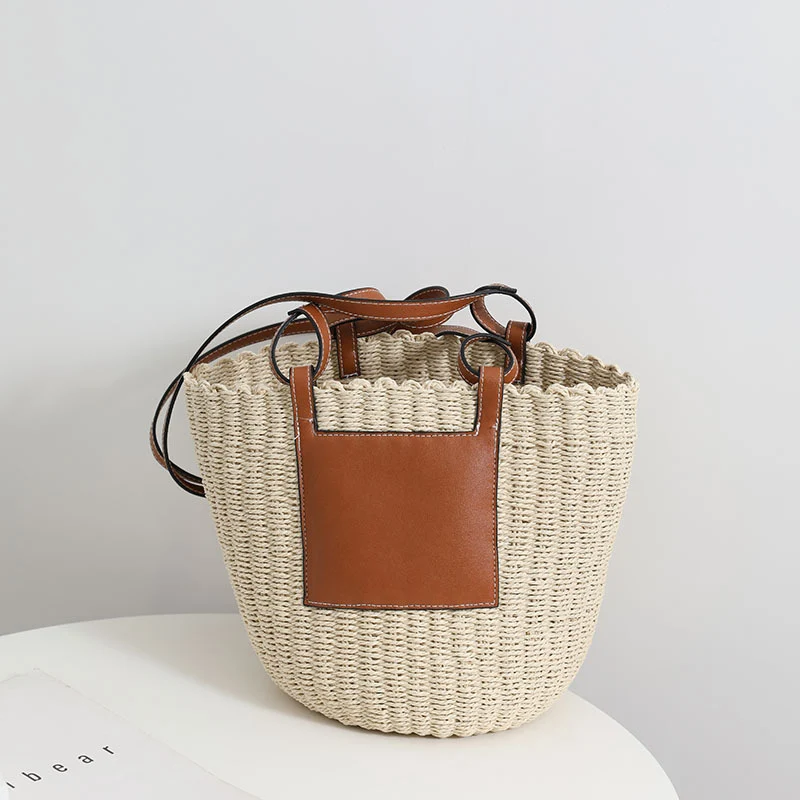 Korbtasche mit elegantem Lederdetail Skanto