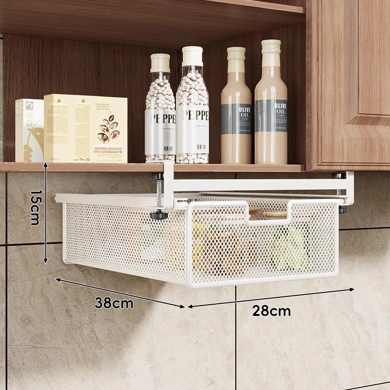 Unterregal Ausziehbarer Metallgitter Pull-Out Aufbewahrungsdrawer mit verstellbarem Klemmen