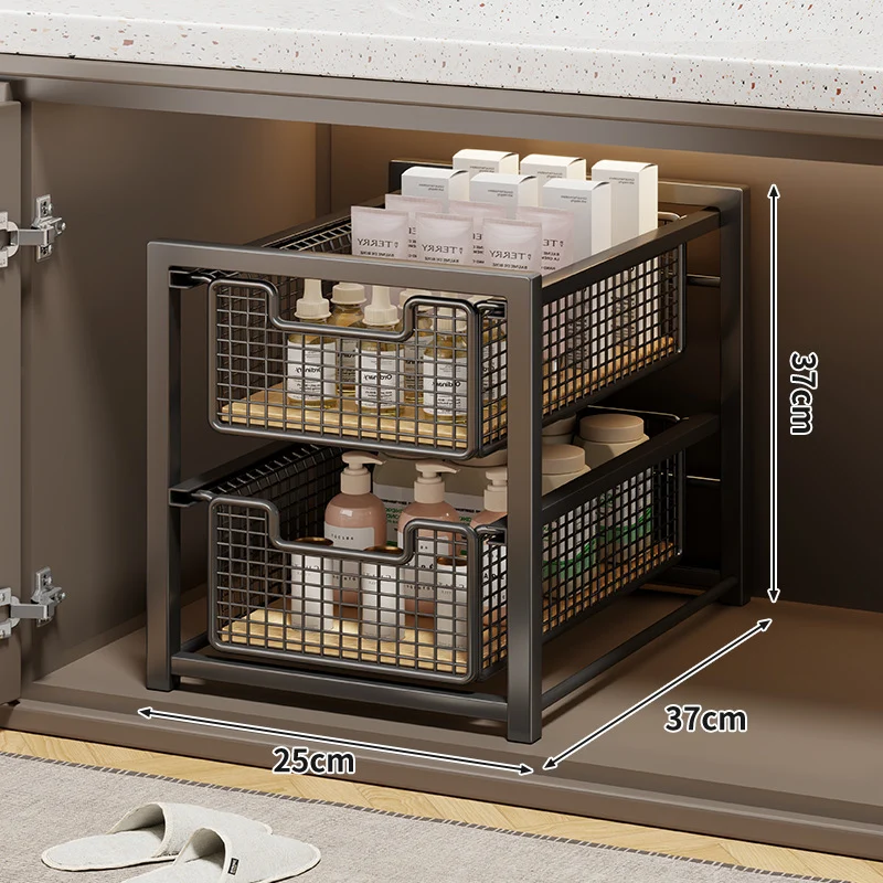 Unter-Schrank Gleitender Drei-Ebenen Mesh Korb Organizer mit Abnehmbaren Behältern
