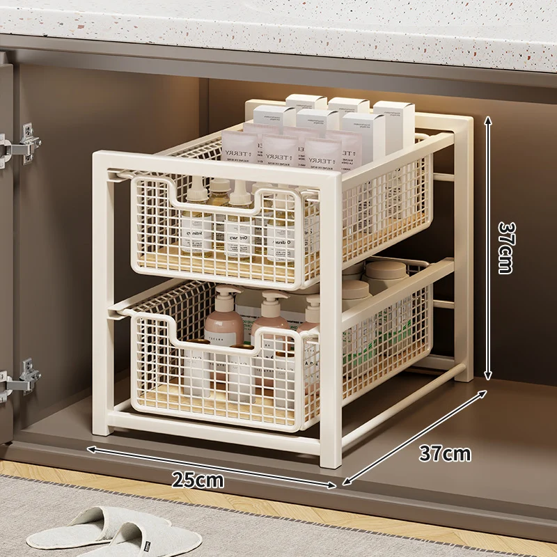 Unter-Schrank Gleitender Drei-Ebenen Mesh Korb Organizer mit Abnehmbaren Behältern