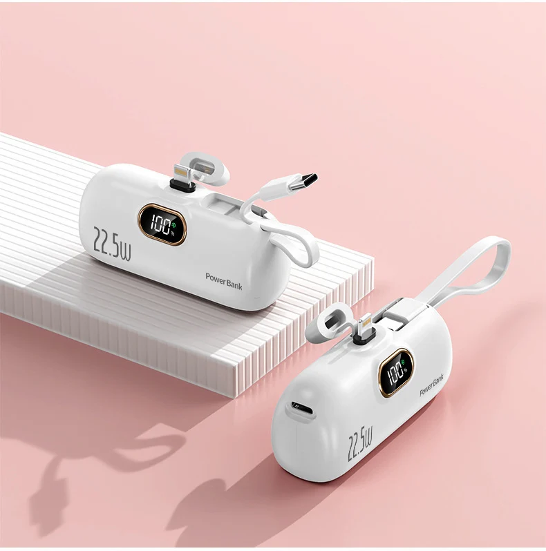 Tragbare Powerbank mit innovativer 22,5W Schnellladung und integriertem Kabelsystem Skanto