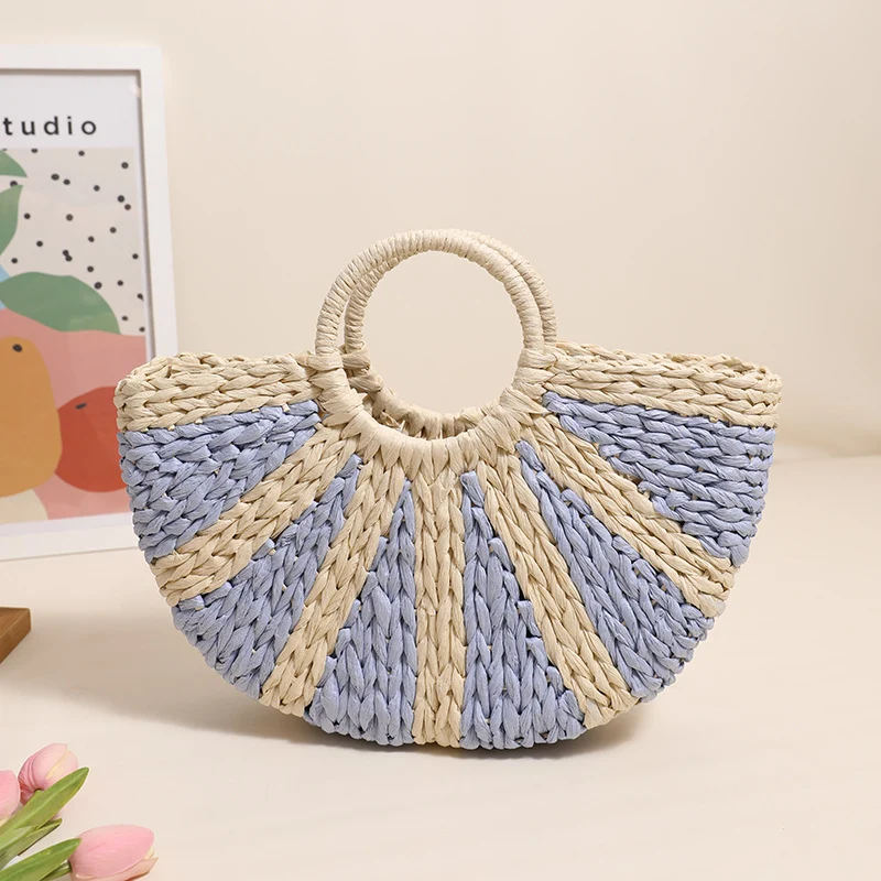Handtasche aus handgewebtem Bast mit strukturierter Basis Skanto