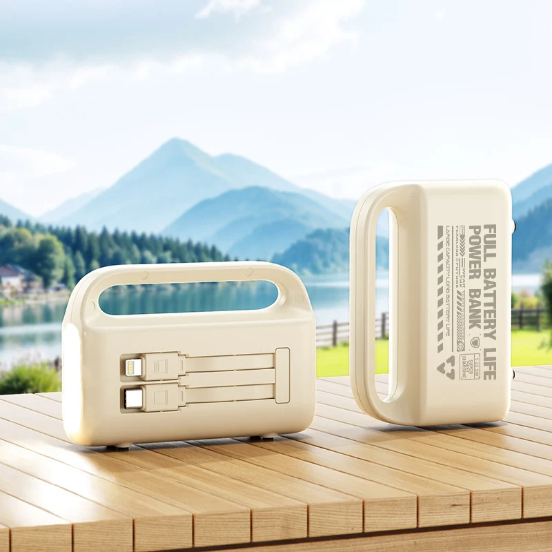 Tragbare Powerbank mit ergonomischem Griff und integrierten Ladeanschlüssen Skanto
