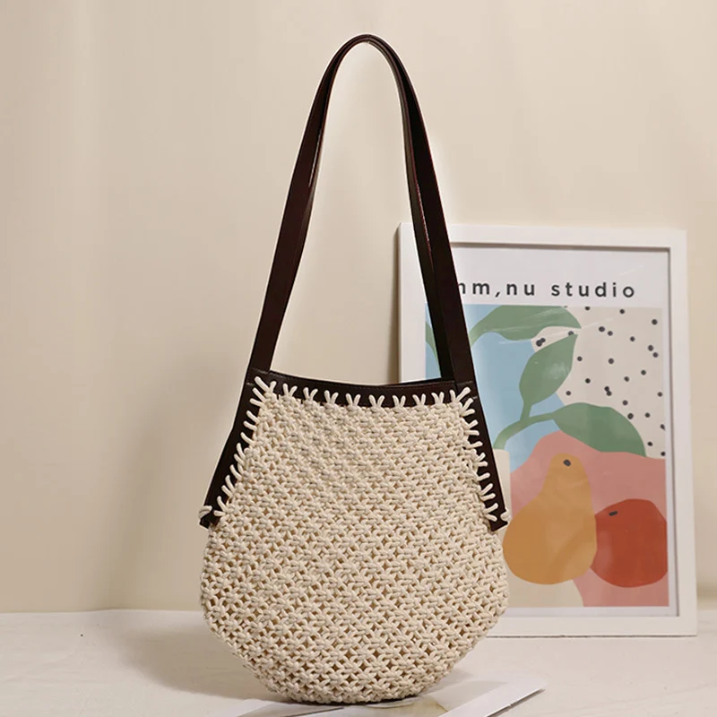 Handgeknüpfte Tote Bag mit robusten Ledergriffen Skanto