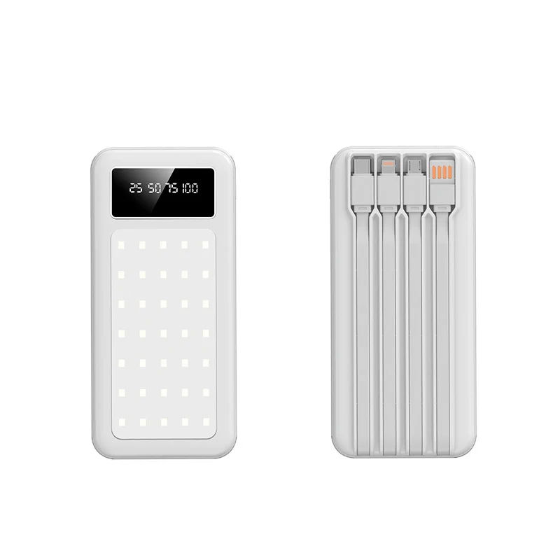 Tragbare Powerbank mit digitaler Ladeanzeige und integriertem Kabelsystem Skanto