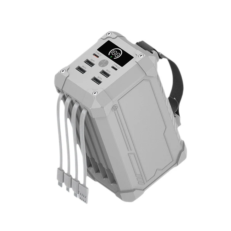 Tragbare Multifunktions-Powerbank mit vier USB-Anschlüssen und digitalem Display Skanto