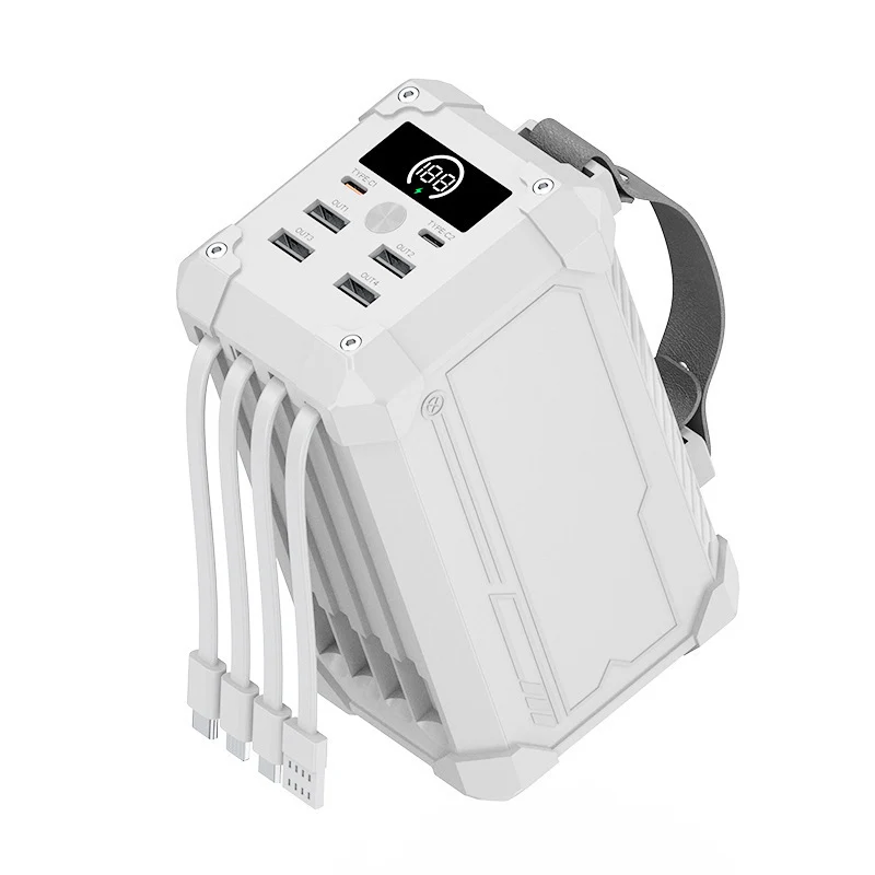 Tragbare Multifunktions-Powerbank mit vier USB-Anschlüssen und digitalem Display Skanto