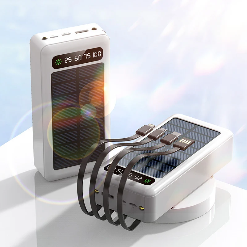 Solar-Powerbank mit integrierten Schnellladeanschlüssen und digitaler Kapazitätsanzeige Skanto
