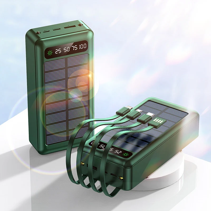 Solar-Powerbank mit integrierten Schnellladeanschlüssen und digitaler Kapazitätsanzeige Skanto