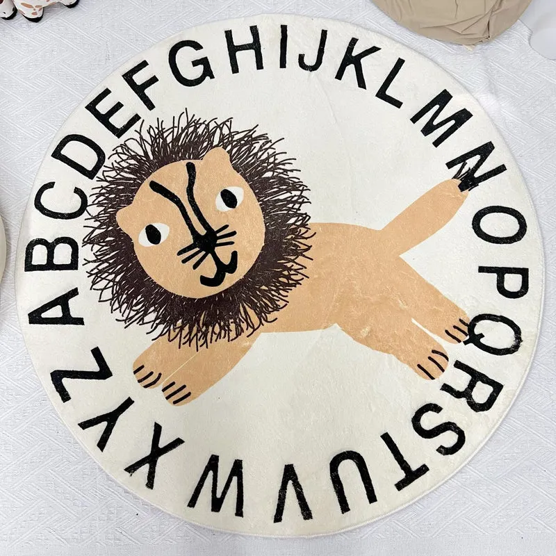 Runder Bildungsalphabet Spielteppich mit Schaf-Illustration
