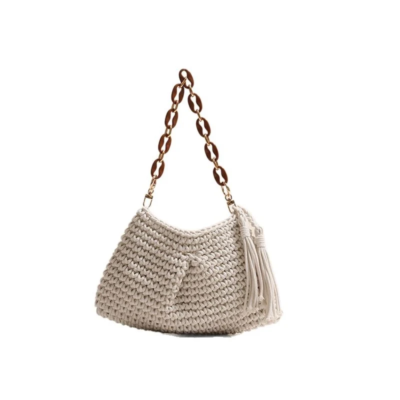 Handgemachte Makramee-Tasche mit stilvollen Fransen Skanto