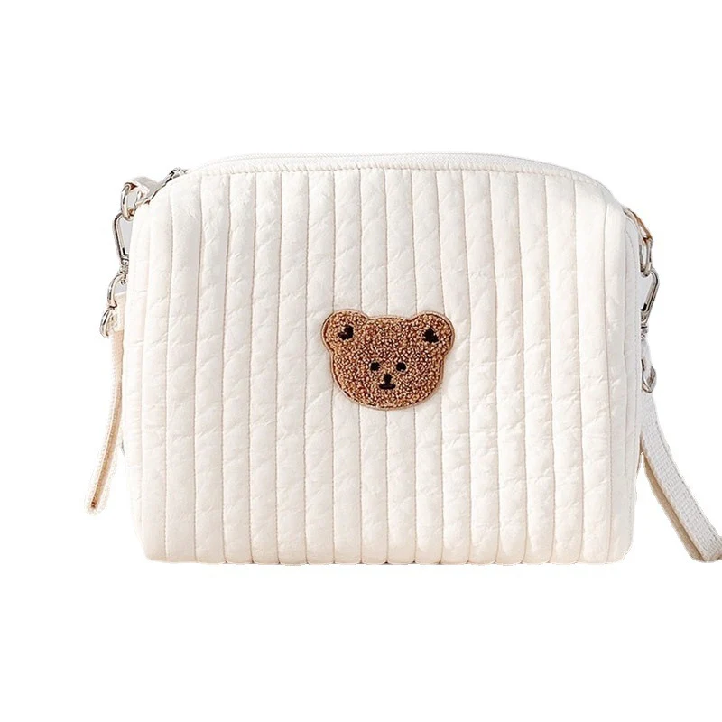 Gestepptes gepolstertes Windel-Tasche für das Kinderzimmer mit Teddy-Applikation und abnehmbarem Riemen