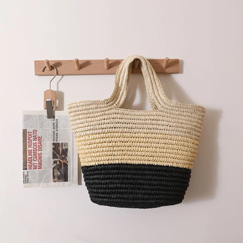 Handgemachte, strapazierfähige Strandtasche mit fröhlichem Zickzackmuster Skanto