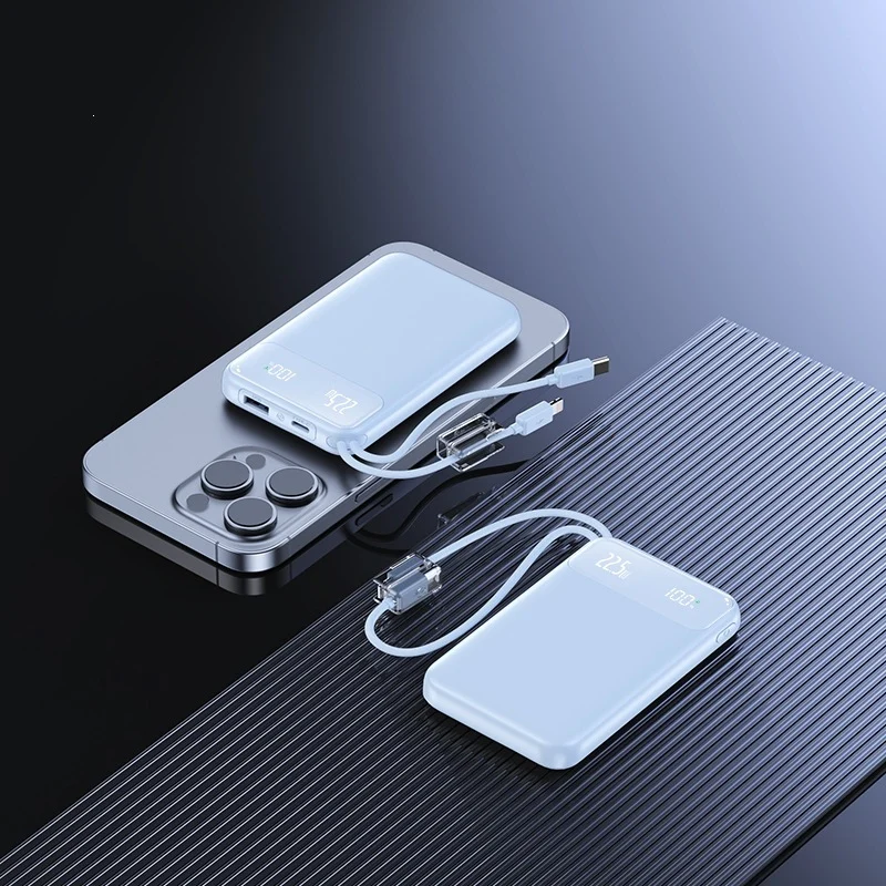 Schlanke Powerbank mit digitaler Ladeanzeige und Schnellladefunktion Skanto