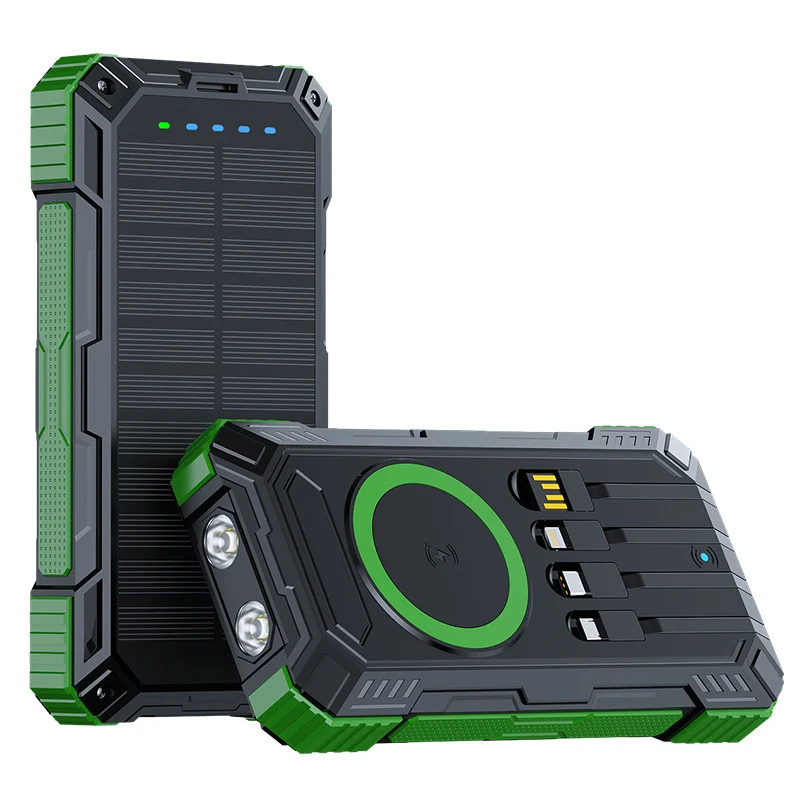 Robuste Solar-Powerbank mit kabelloser Ladefunktion und Sicherheitslicht Skanto
