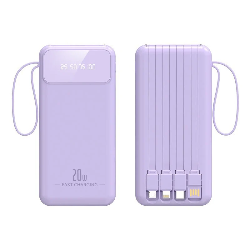 Powerbank mit multifunktionalen Ladekabeln und digitaler Ladeanzeige Skanto