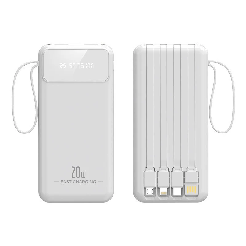 Powerbank mit multifunktionalen Ladekabeln und digitaler Ladeanzeige Skanto