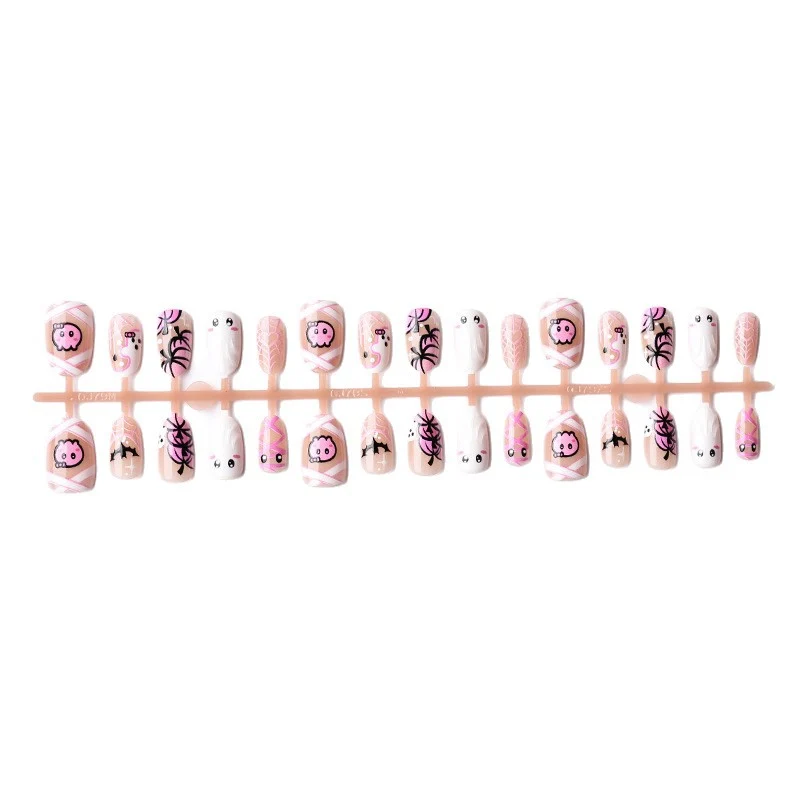 Themenbezogenes Halloween-Geister- und Spinnen-Press-On-Nagel-Set