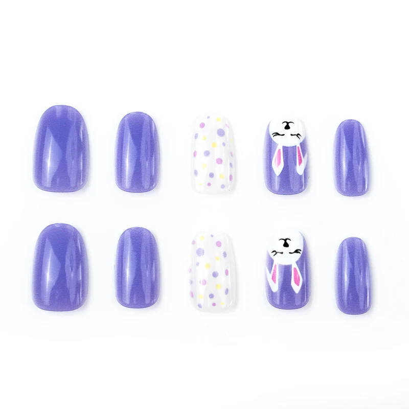 Themenbunny und Punktemuster Press-On Nail Art Set