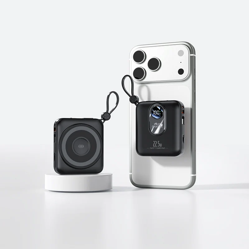 Powerbank mit kabellosem Laden und digitalem Smart Display Skanto