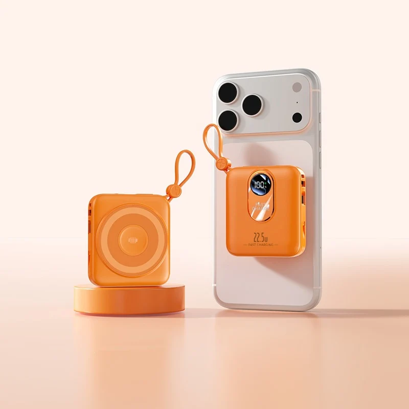 Powerbank mit kabellosem Laden und digitalem Smart Display Skanto