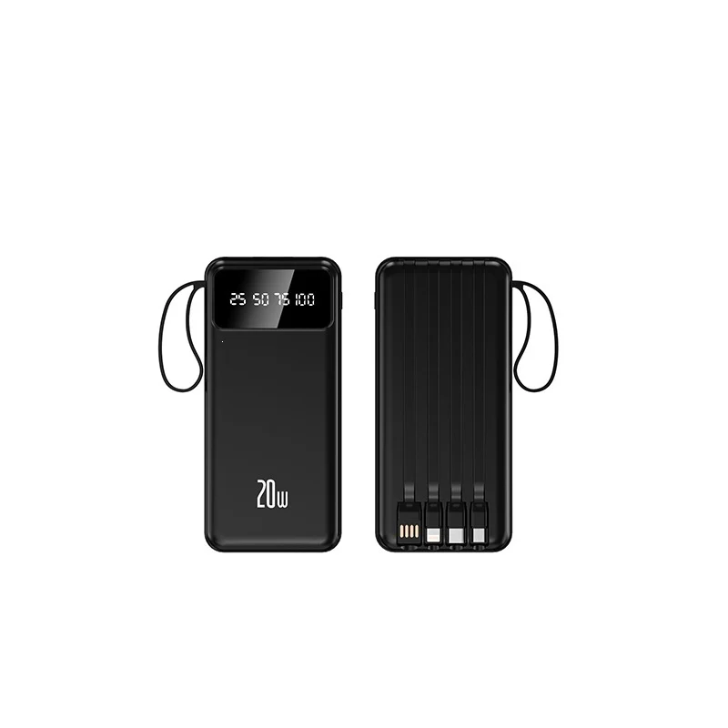 Powerbank mit integrierten Multifunktions-Ladekabeln und Digitaldisplay Skanto