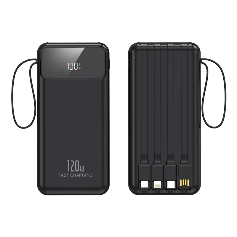 Powerbank mit integrierten Multifunktions-Ladekabeln und Digitaldisplay Skanto