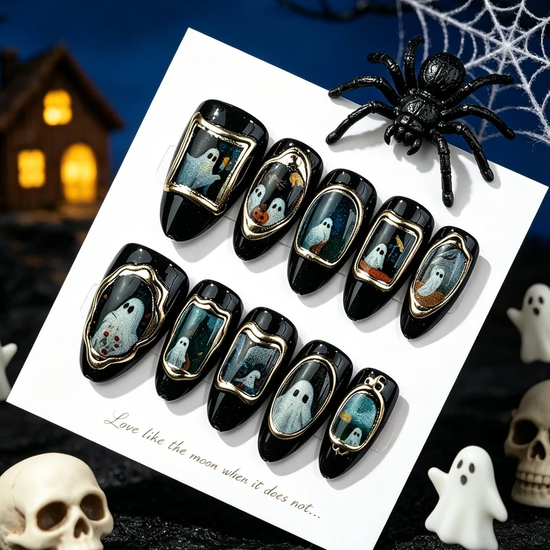 Spooky Halloween-Themen Press-On Nagelkunst Set
