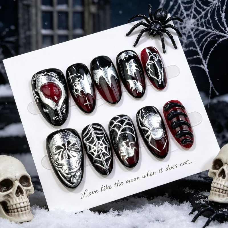 Spooky Gothic Press-On Nail Art Kollektion