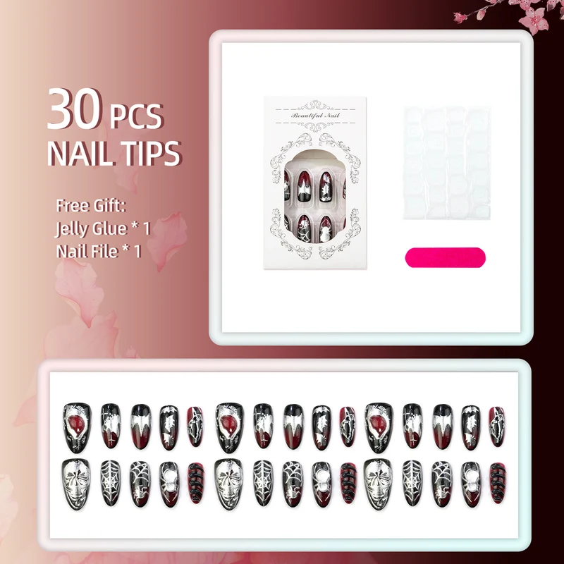 Spooky Gothic Press-On Nail Art Kollektion