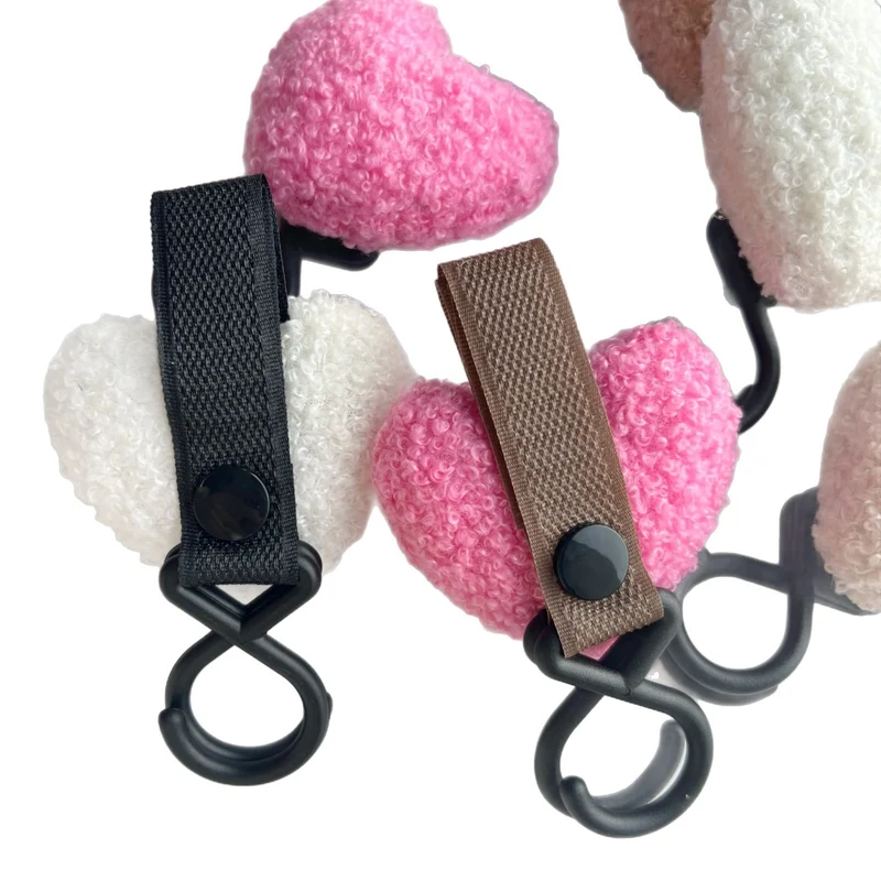 Plüsch Herz Taschenanhänger Schlüsselring mit Stoffschlaufe und Gummi O-Ring