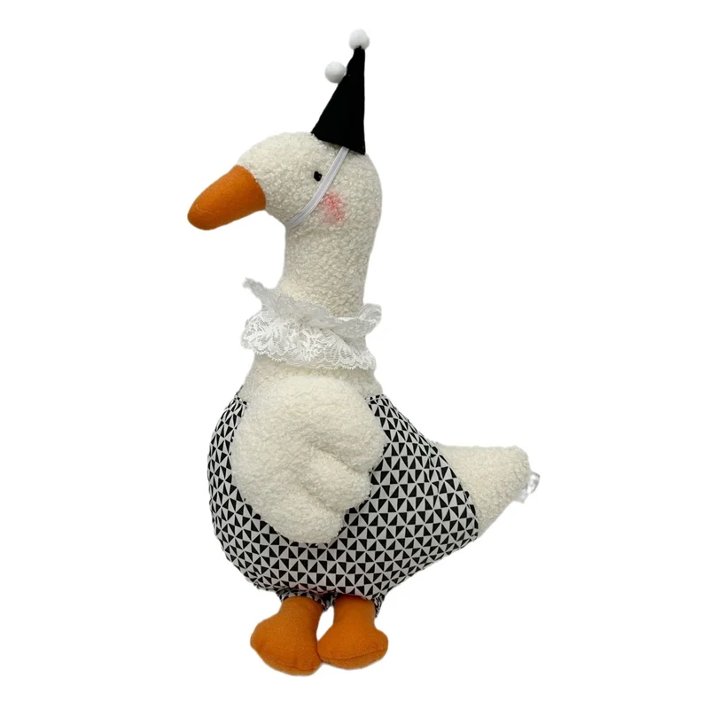 Plüsch Dekorative Gans Stofftier mit Spitzenkragen und geometrischem Körper