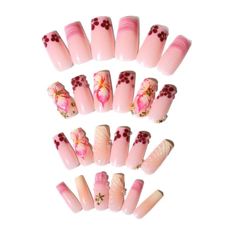 Dekoratives Blumen Press-On Nagelkunst Set