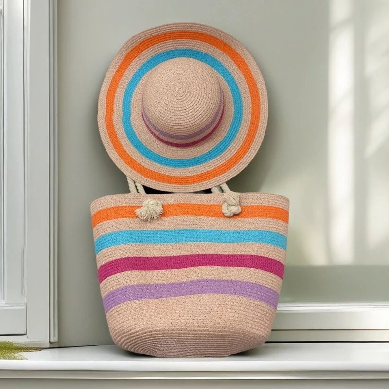 Strandtasche mit bunten Streifen Skanto