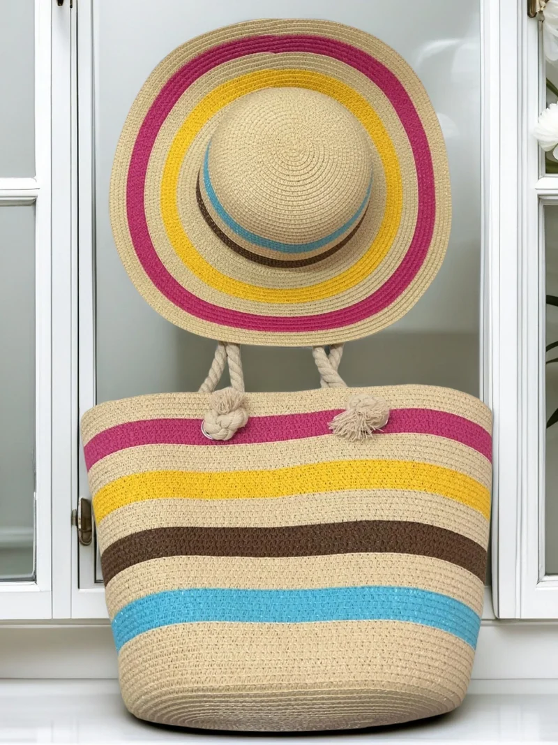 Strandtasche mit bunten Streifen Skanto