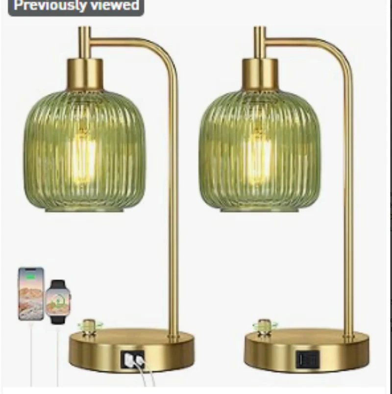 Moderne Glas Tischlampe mit USB-Ladung