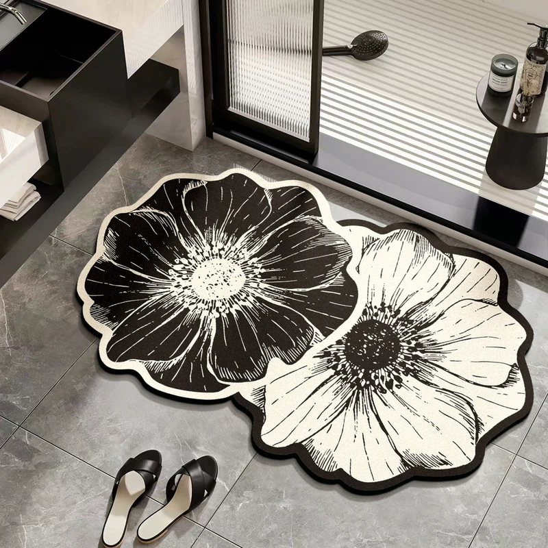 Elegante Blumenmuster-Badmatte für Badezimmer