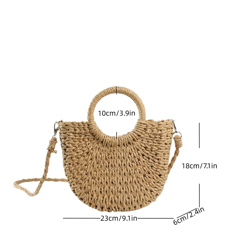 Handgemachte Raffia-Handtasche mit runden Henkeln Skanto