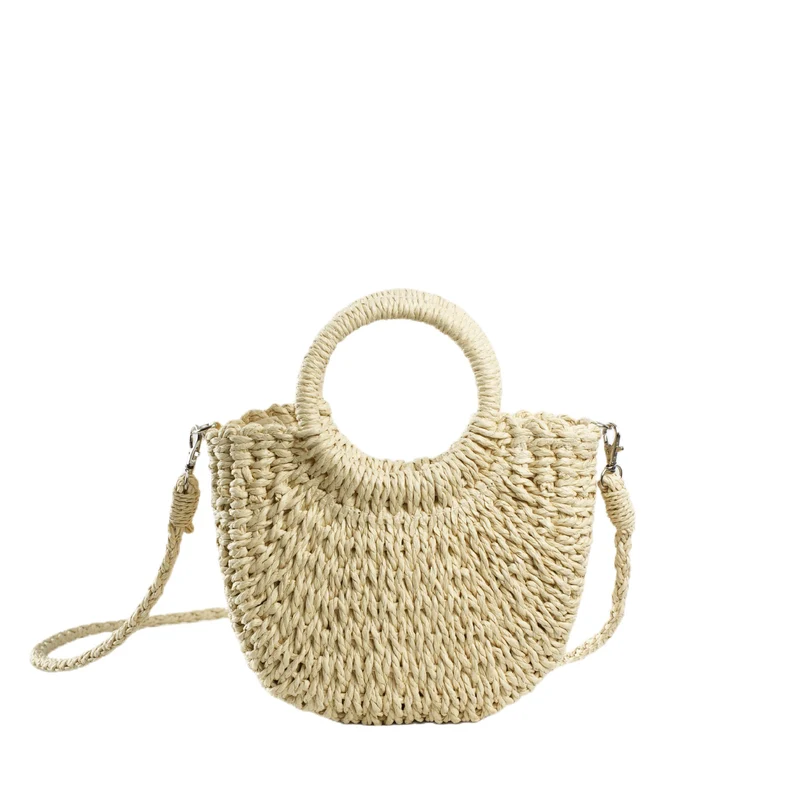 Handgemachte Raffia-Handtasche mit runden Henkeln Skanto