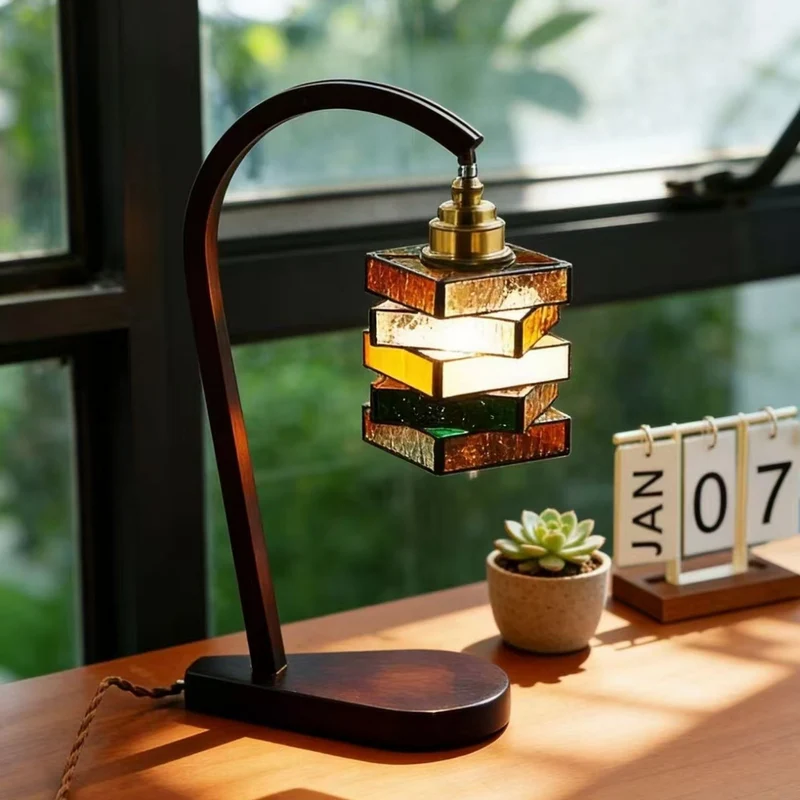 Vintage Inspiriertes Buntglas Tischlampe