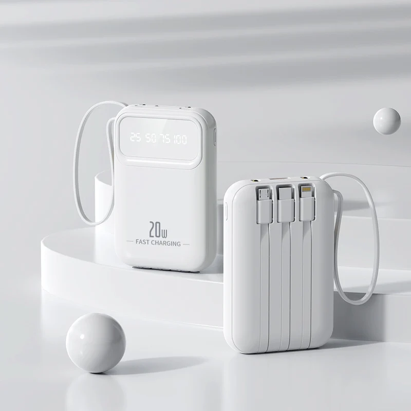 Kompakte Powerbank mit integrierten Schnellladeanschlüssen Skanto