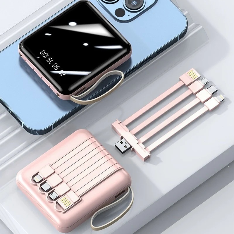 Kompakte Powerbank mit integriertem Multifunktionsanschluss und Digitalanzeige Skanto