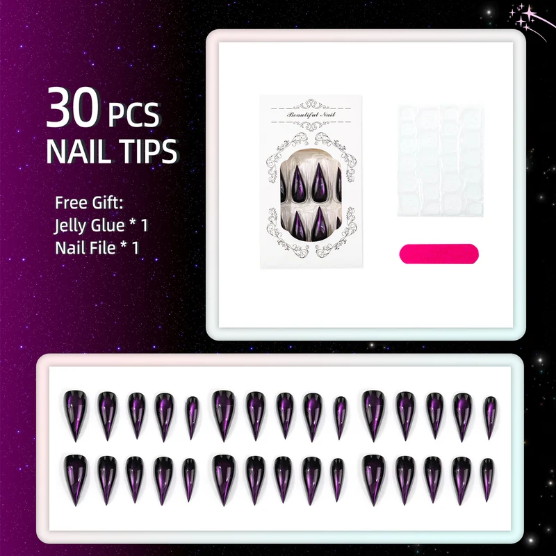 Premium Cat-Eye Press-On Nagelset
