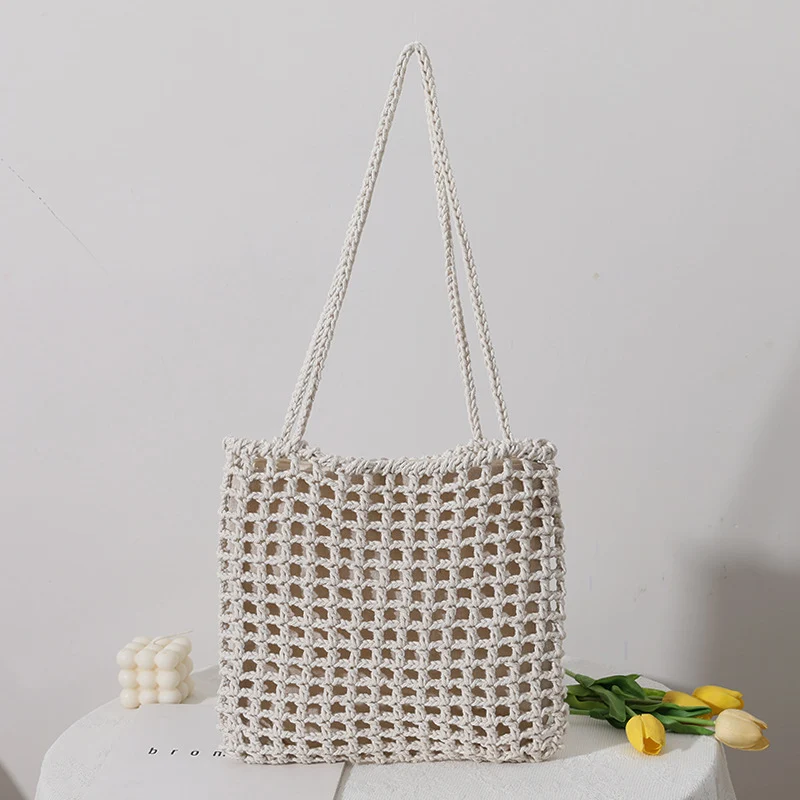 Handgefertigte Baumwolltasche mit dekorativem Netzdesign Skanto